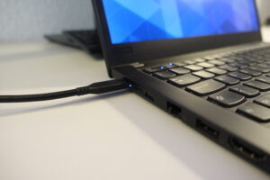 Everything connected via USB-C (USB-C connection to the ThinkPad)